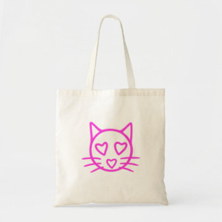 Tote Bag Chat aux coeurs roses