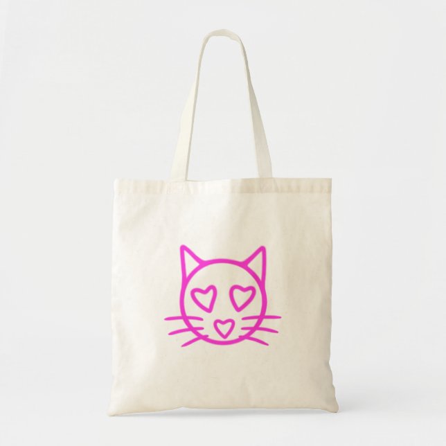 Tote Bag Chat aux coeurs roses (Devant)