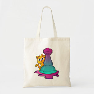 Tote Bag Chat aux échecs avec pièce d'échecs Roche