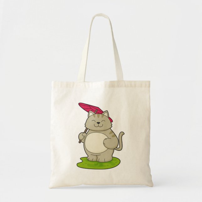 Tote Bag Chat avec parapluie (Devant)