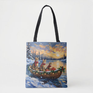 Tote Bag Chat Bengal Noël Bateau Fêtes