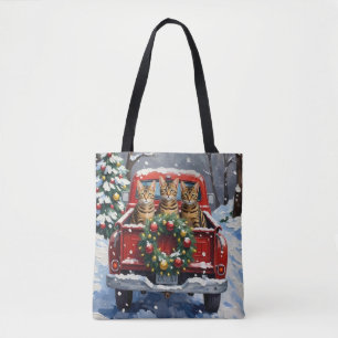Tote Bag Chat Bengal Noël Camion Rouge Fêtes