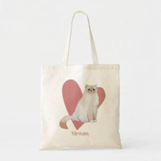 Tote Bag Chat Birman Aquarelle Kitty Coeur rose