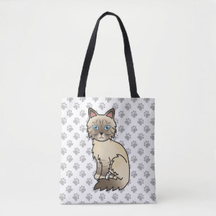 Tote Bag Chat Birman / Ragdoll au point chocolat tabby & Pa