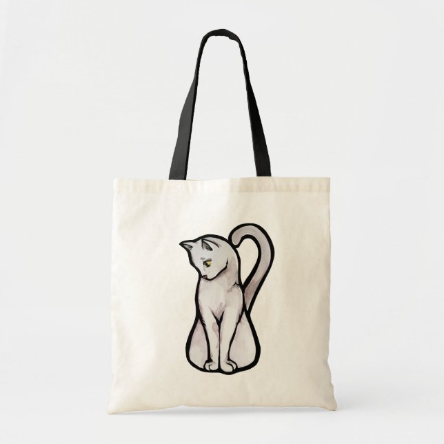 Tote Bag Chat blanc mignon (Devant)