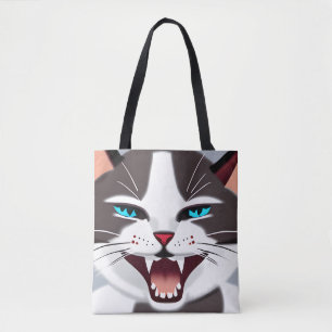 Tote Bag Chat bleu teinté