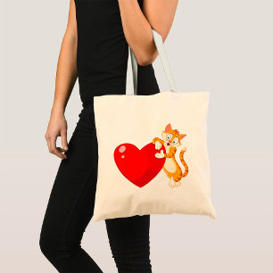 Tote Bag Chat câlin coeur adorable amour minou