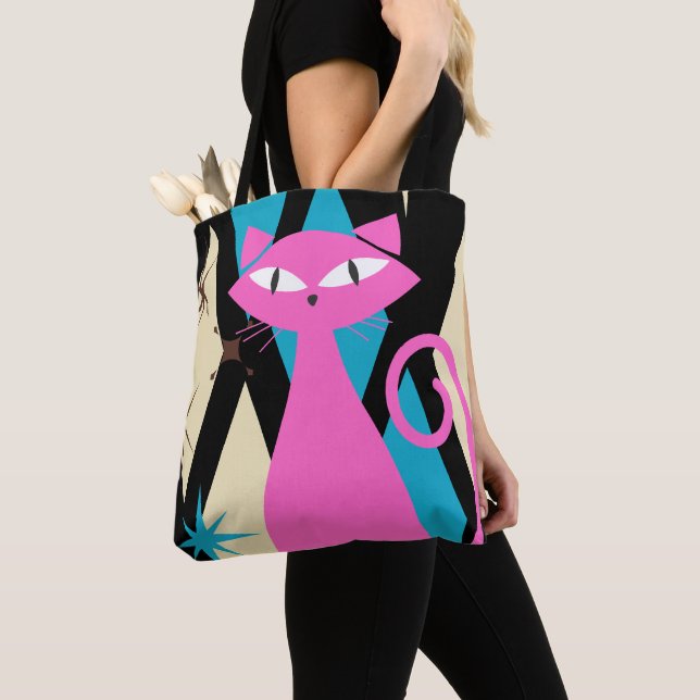 Tote Bag Chat Cool moderne tendance rétro du milieu du sièc (De près)