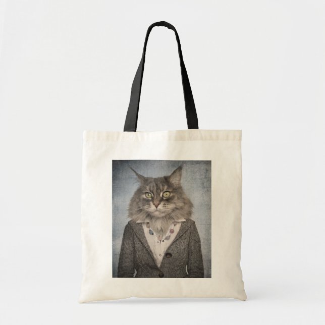 Tote Bag Chat dans des vêtements (Devant)