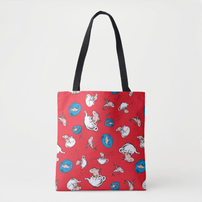 Tote Bag Chat Dans Le Casquette | Le Motif rouge poisson (Devant)