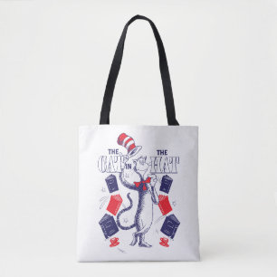 Tote Bag Chat dans le Casquette   Lecture de livres