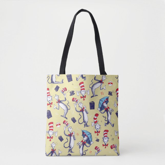 Tote Bag Chat Dans Le Casquette | Motif jaune (Devant)