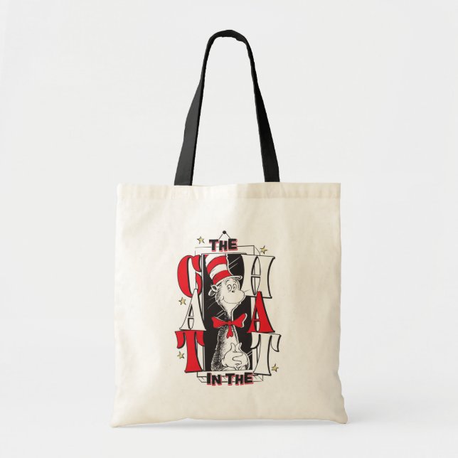 Tote Bag Chat dans le Casquette | Texte B&W (Devant)