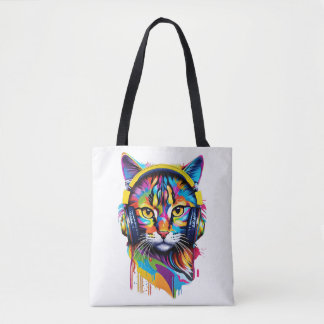 Tote Bag Chat dans les écouteurs