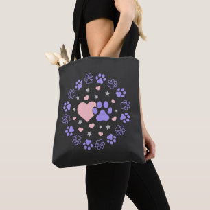 Tote Bag Chat de chien rose et pourpre Amateurs de familier