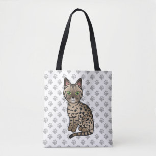 Tote Bag Chat de dessin animé mignon Bronze Egyptian Mau & 
