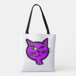 Tote Bag Chat de dessin Winky violet