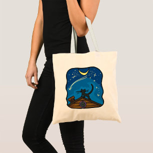Tote Bag Chat De Nuit Sur Un Toit