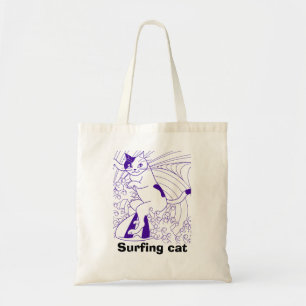 Tote Bag chat de surf, chat surfer d'été