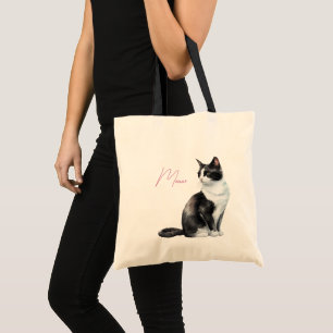 Tote Bag Chat de veau noir et blanc