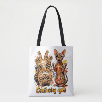 Tote Bag Chat Deux Divas, Un Regard 👀 Drôle Chat Mignon