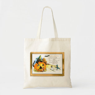 Tote Bag Chat d'Halloween assis dans une citrouille Jack O 