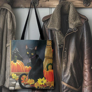 Tote Bag Chat d'Halloween noir
