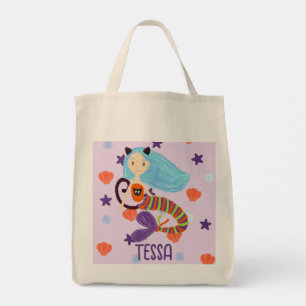 Tote Bag Chat d'Halloween Pastel Mermaid personnalisé