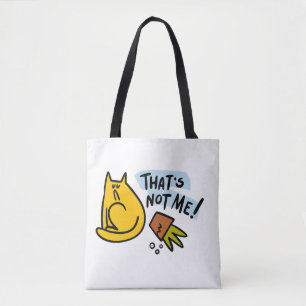 Tote Bag Chat drôle et pot de fleurs renversé