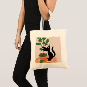 Tote Bag Chat drôle Figuier Arbre Plantes en pot Dessinés à