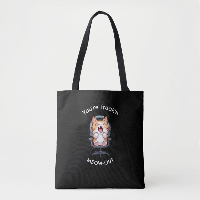 Tote Bag Chat Drôle Fous à Meow (Devant)