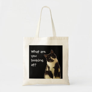 Tote Bag Chat drôle "Qu'est-ce que vous regardez ?"