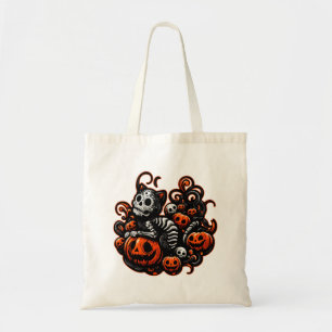 Tote Bag Chat éffrayant et Citrouille