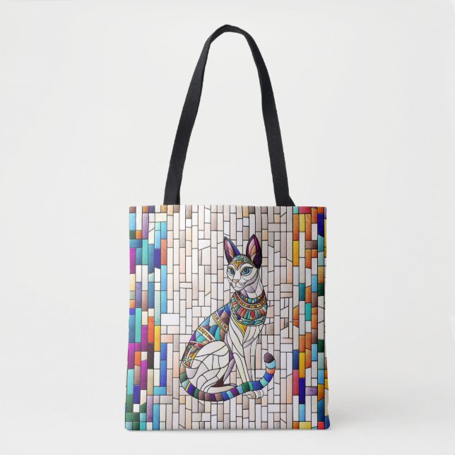 Tote Bag Chat égyptien - Art Mosaïque (Devant)
