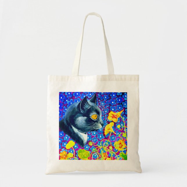 Tote Bag Chat en fleurs (Devant)