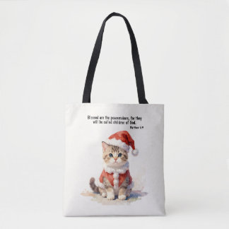 Tote Bag Chat en tenue de Père Noël Noël