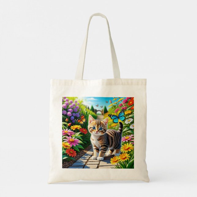 Tote Bag Chat et papillons (Dos)