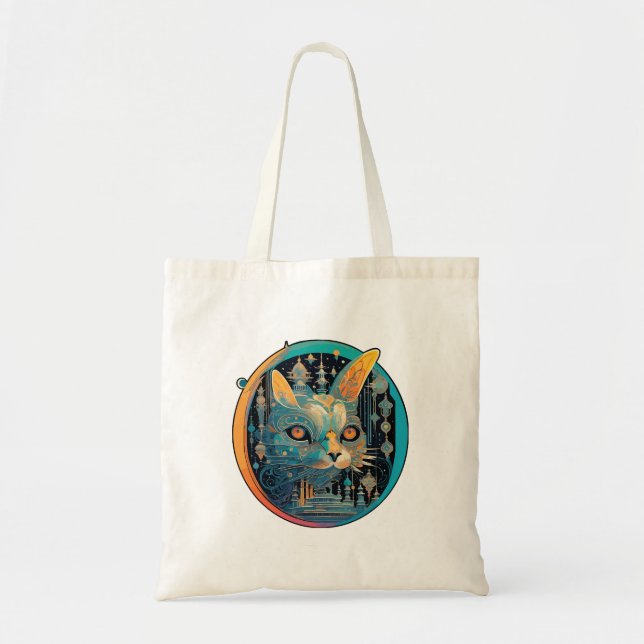 Tote Bag Chat étrange qui fixe vos phares (Devant)