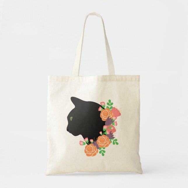 Tote Bag Chat floral Fourre-tout (Devant)