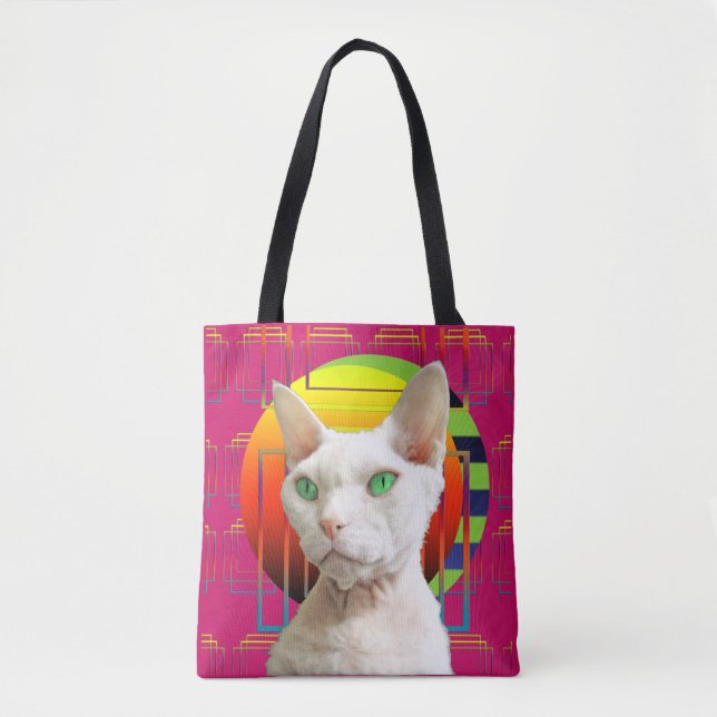 Tote Bag Chat fou rose de Sphynx de conception de chat et (Devant)