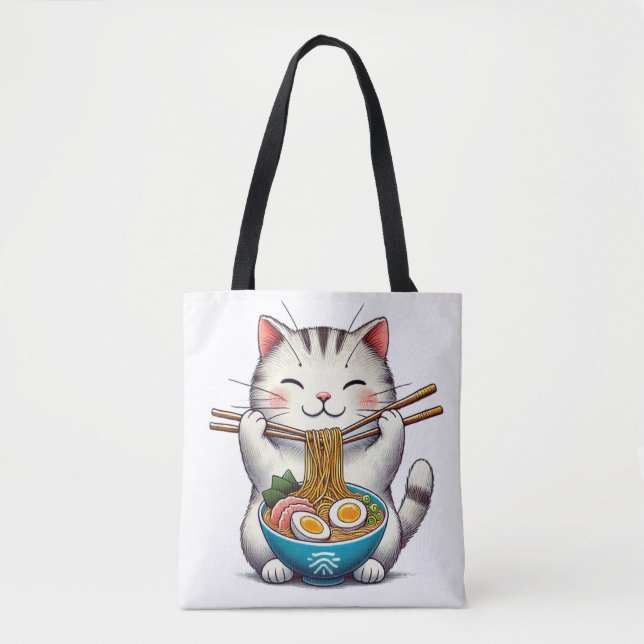 Tote Bag Chat Gourmet : Profite De Ramen Fourre-tout (Devant)