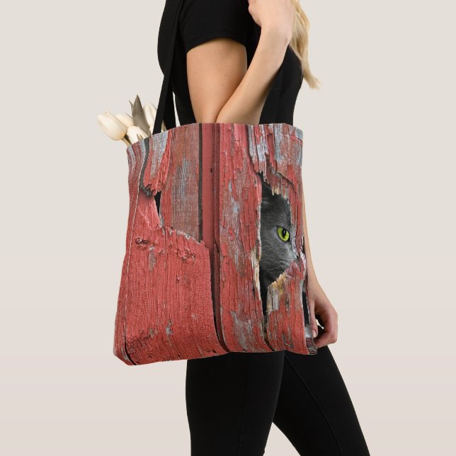 Tote Bag Chat Gris En Trou De Grange (De près)