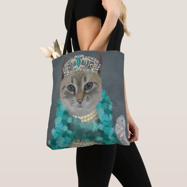 Tote Bag Chat gris | orné avec le portrait de Bells (De près)