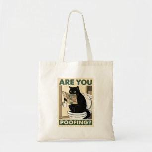 Tote Bag Chat hilarant lisant un journal dans les toilettes