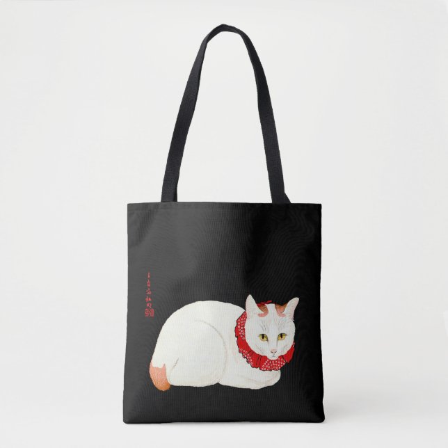 Tote Bag Chat japonais blanc et gingembre (Devant)