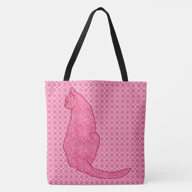 Tote Bag Chat japonais - Fuchsia Pink Batik (Devant)