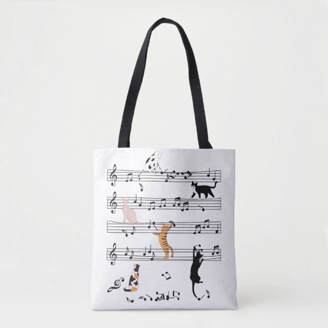 Tote Bag Chat Jouer Note Musique, Naughty Cadeau Chat, Chat (Devant)