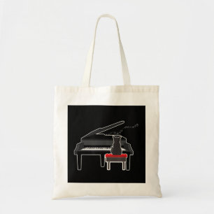 Tote Bag Chat Jouer Piano Musique Amant Drôle T
