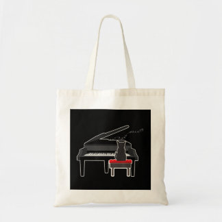Tote Bag Chat Jouer Piano Musique Amant Drôle T
