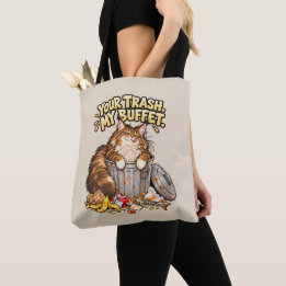 Tote Bag Chat Maine Coon drôle - Vos déchets, mon buffet